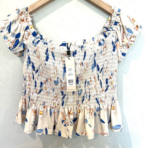 NWT BCBGENERATION BCBG Floral Smocked Off the Shoulder Top Size: Small - Picture 6 of 9